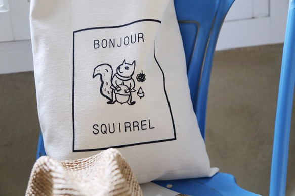 Bonjour Squirrelエコショッピングバッグ