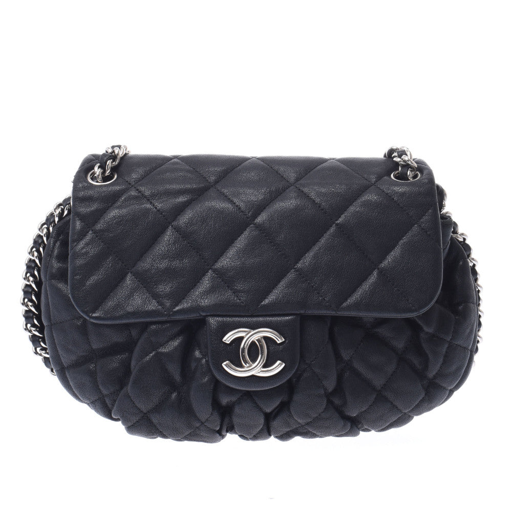 CHANEL シャネル チェーンアラウンド 黒 シルバー金具 レディース カーフ ショルダーバッグ ABランク 中古 