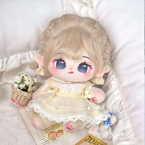 2点セット ミニ洋服 20cm 着せ替えぬいぐる服 ぬいぐるみ用服 ヒマワリの花言葉 イエロードレスコスチューム 着せ替