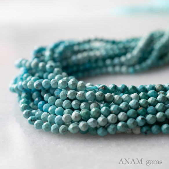 【約32cm】アリゾナターコイズ 2.2mm ボールカット 2mm★ANAM gems