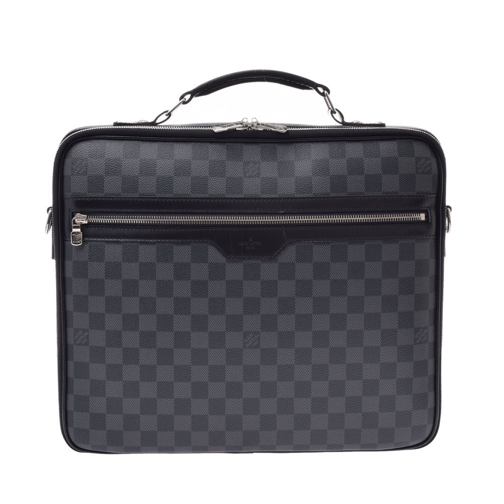 LOUIS VUITTON ルイヴィトン ダミエ スティーブ ブリーフケース 黒 N58030 メンズ ダミエグラフィットキャンバス ビジネスバッグ Bランク 中古 