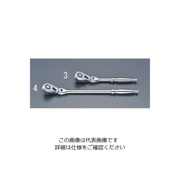 エスコ 1/2”DR/375mm ラチェットハンドル(首振り) EA618RA-4 1個（直送品）