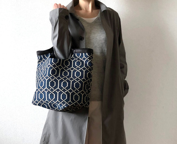 くたくたBag  Geometric ネイビー