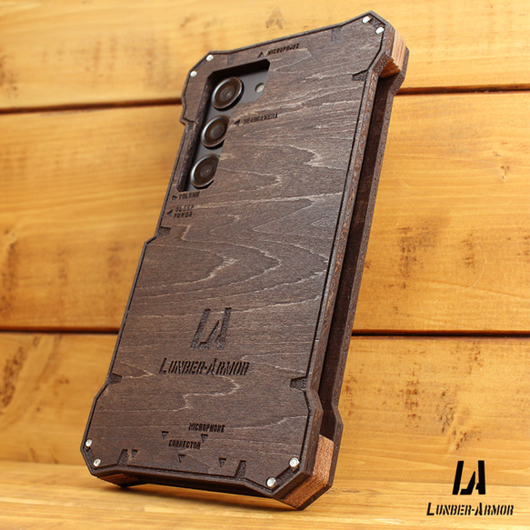 Galaxy S23  ケース 木製 ウッド wood case 木 本革 耐衝撃 LUNBER ARMOR