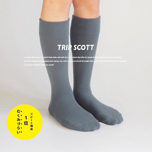 キナリノ掲載 グレー 灰色 靴下 カラーソックス フィット「TRIP SCOTT」 丈夫 速乾 カジュアル