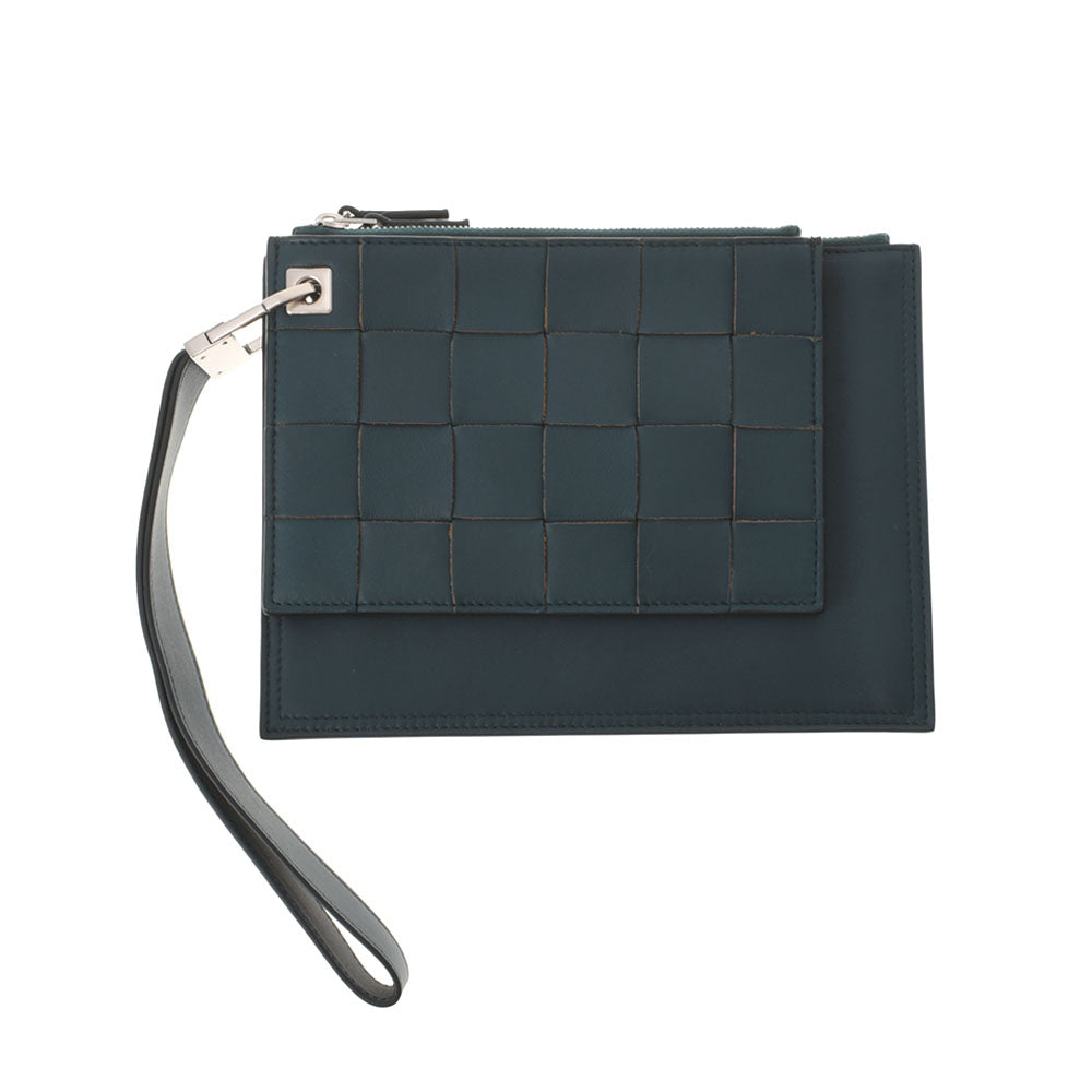 BOTTEGAVENETA ボッテガヴェネタ ミニ 2WAY イントレチャート グリーン シルバー金具 574049 レディース レザー 13842 クラッチバッグ 未使用 