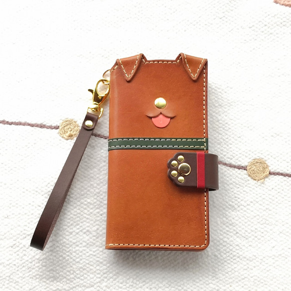 【雑誌#3いぬまみれ掲載作品】Leather sumyaho case＊手帳型 垂れ耳犬のレザースマホケース／全機種