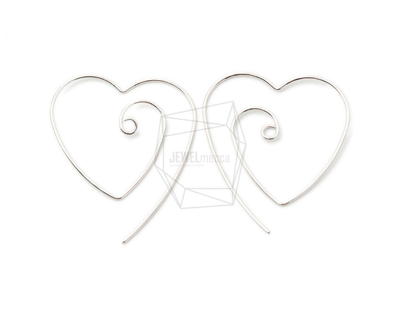 ERG-1368-R【2個入り】ハートイヤーフック  ,Heart Ear Hook