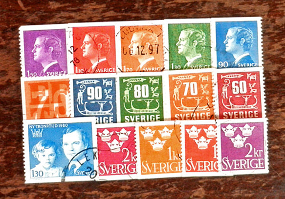 Vintageスウェーデン古切手セット 15枚【Sweden】DA-STE020