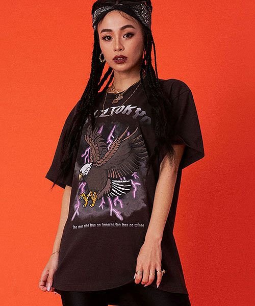 RAZZIS コンドルロゴプリントクルーネック半袖Tシャツ メンズ RAZZIS ラズ ブランド おしゃれ トップス カットソー ロックT ロックTシャツ プリ