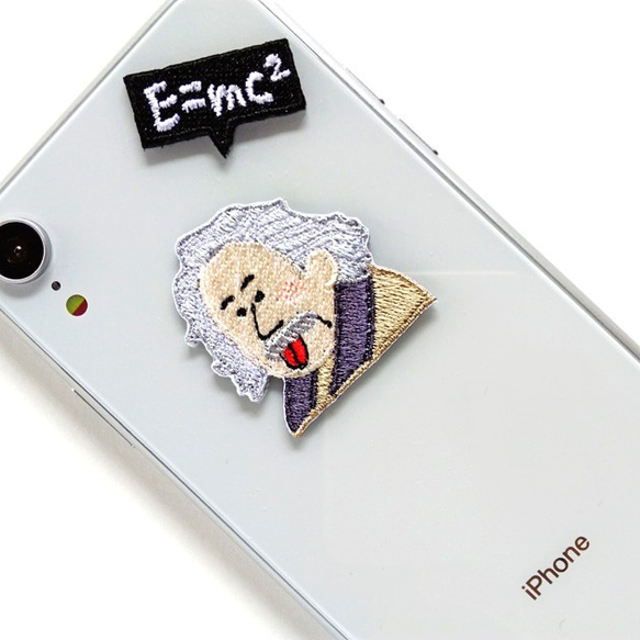 ●アインシュタイン Einstein●２WAY 刺繍デコレーションステッカー＆アイロンワッペン アップリケ