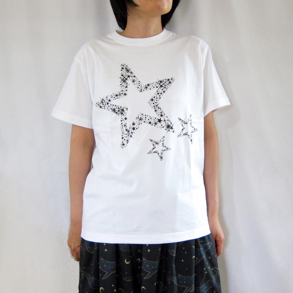 【受注制作】STAR! STAR! 星のTシャツ ホワイト 《SpicaBijoux コラボ企画》