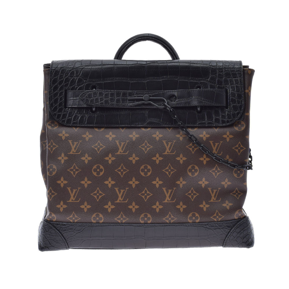 LOUIS VUITTON ルイヴィトン モノグラム エキゾチック スティーマーPM 2WAY ブラウン/黒 N96215 メンズ クロコダイル ハンドバッグ Aランク 中古 