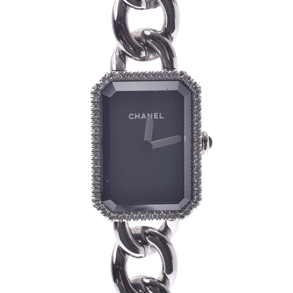 CHANEL シャネル プルミエール ベゼルダイヤ H3252 レディース SS 腕時計 クオーツ 黒文字盤 Aランク 中古 