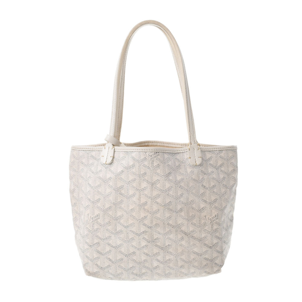 GOYARD ゴヤール サンルイ ジュニア 白 レディース PVC/レザー ハンドバッグ Bランク 中古 