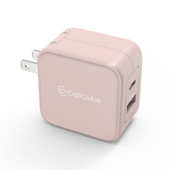 CellCube 2ポートUSB-C Fast Charger (12w + PD20w) ライトピンク CC-AC07-0566