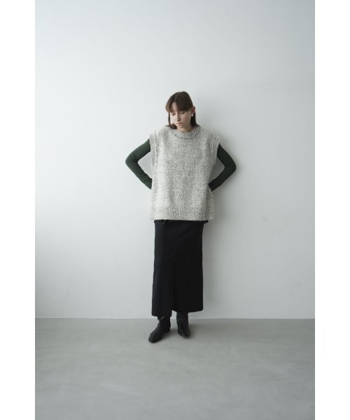 SIDE ZIP TWEED KNIT VEST