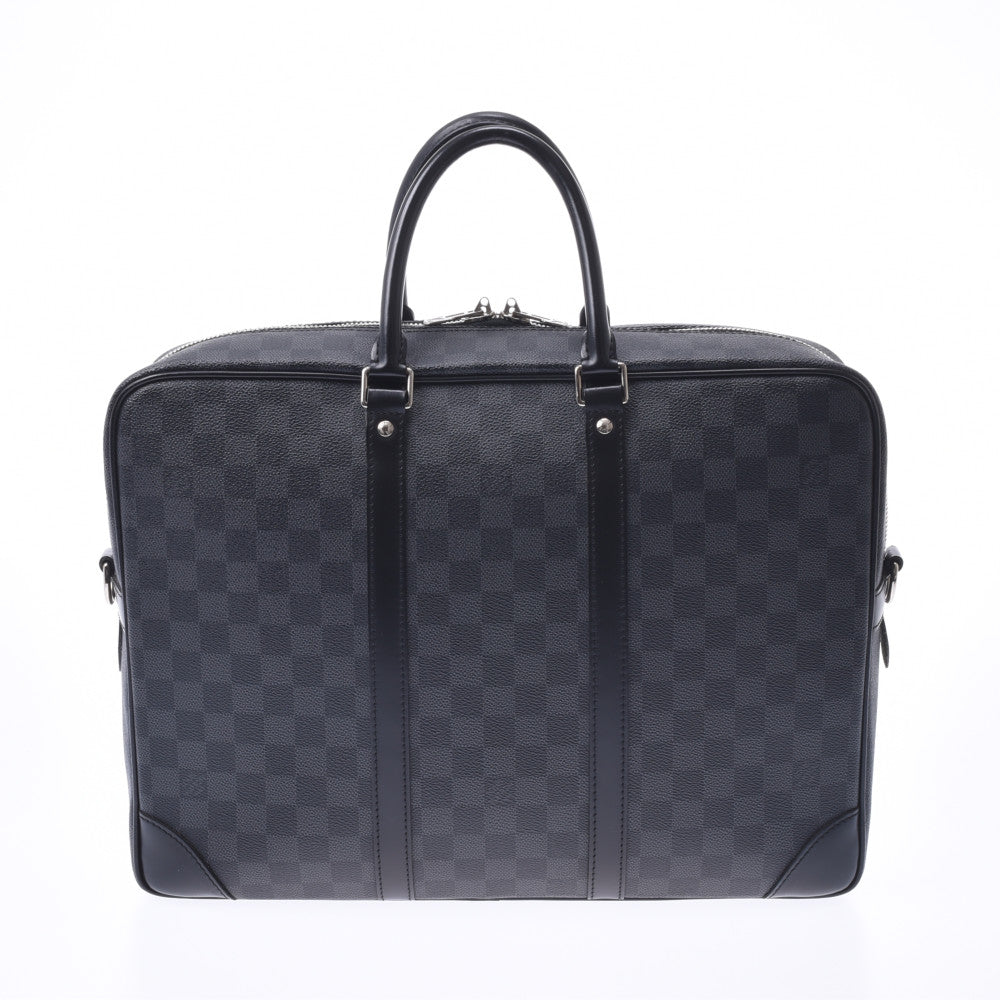 LOUIS VUITTON ルイヴィトン ダミエ グラフィット ポルトドキュマン ヴォワヤージュGM 黒/グレー N41123 メンズ ビジネスバッグ Bランク 中古 