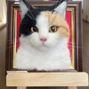 三毛猫のフレーム猫　羊毛フェルト　羊毛フェルト猫　三毛猫