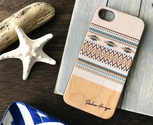 天然木♡名入れ！BOHEMIAN WHITE♪ WOOD iPhone ボヘミアン ウッド スマホケース