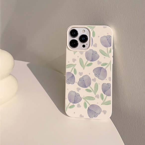 iPhoneケース　お花　春　上品　おしゃれ　油絵風　チューリップ