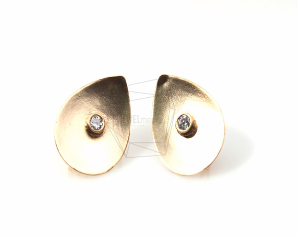 ERG-058-MG【4個入り】キュービックジルコニアオーバルピアス,CZ oval Ear Post