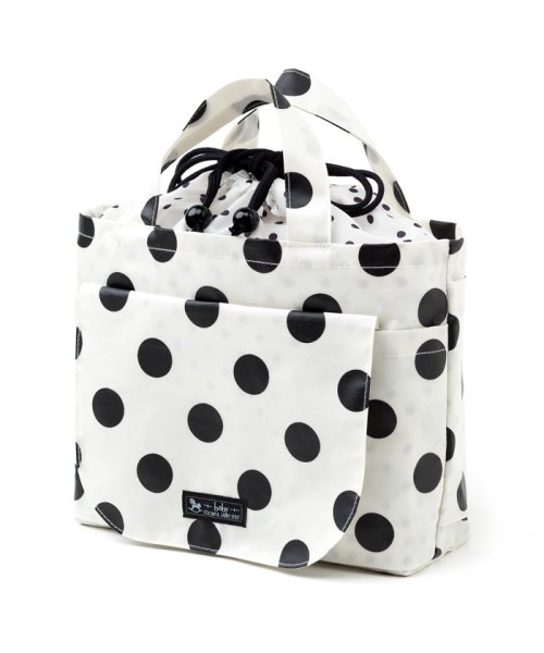 おむつポーチ　巾着トートタイプ　polkadotlarge(broadcloth・white)