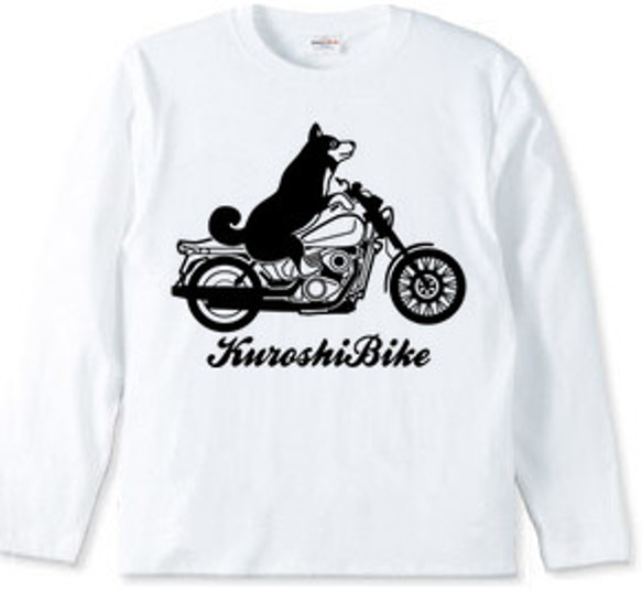 柴犬バイク長袖Tシャツ「KuroshiBike」