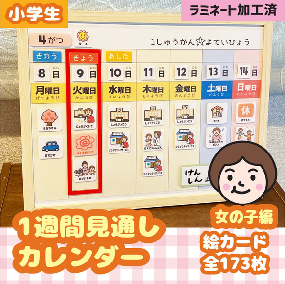 1週間スケジュール　視覚支援　小学校　小学生　療育編　絵カード【女の子】☆送料無料☆