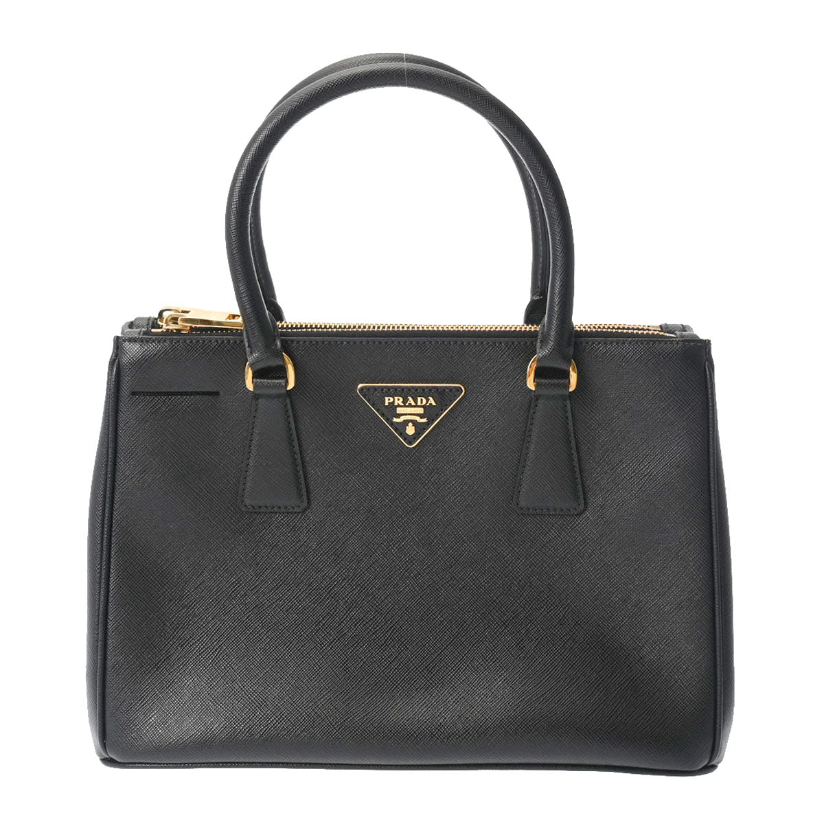 PRADA プラダ ガレリア 黒 ゴールド金具 1BA863 レディース サフィアーノ 2WAYバッグ Aランク 中古 