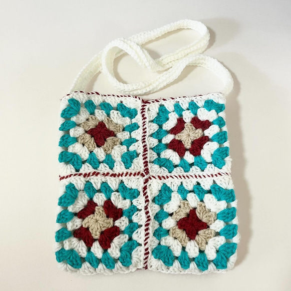 granny square shoulder bag(white)