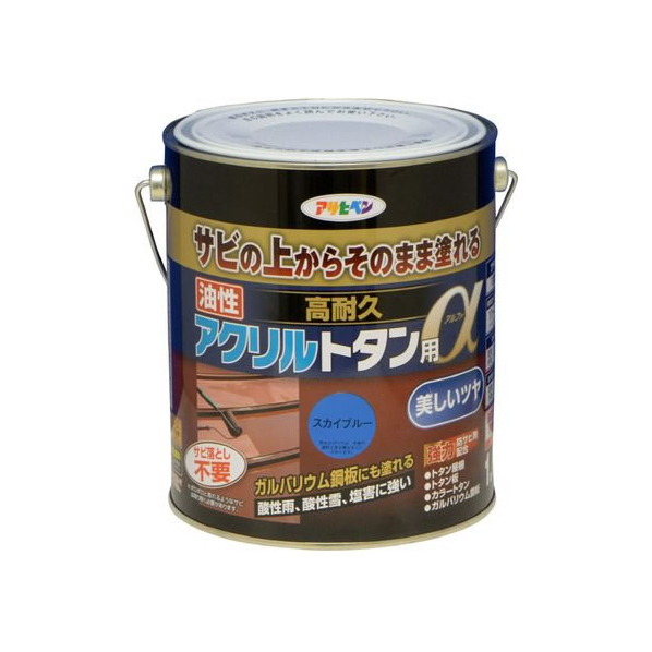 アサヒペン 油性高耐久アクリルトタンα 1.6KG スカイブルー FC751NV