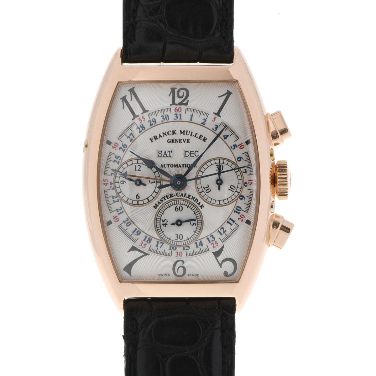 FRANCK MULLER フランクミュラー トノーカーベックス マスターカレンダー マグナム 6850CCMCAT メンズ PG/革 腕時計 自動巻き シルバー文字盤 Aランク 中古 