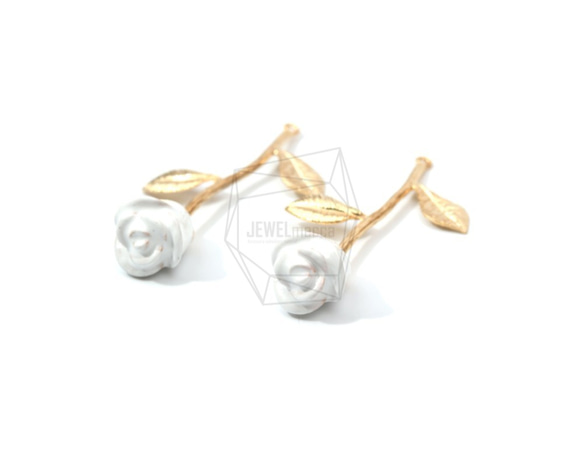 PDT-1317-MG【1個入り】ローズペンダント,Rose Pendant/White PetalRose Charm