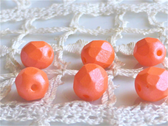 サーモンピンクパール　Czech Glass Beads6個