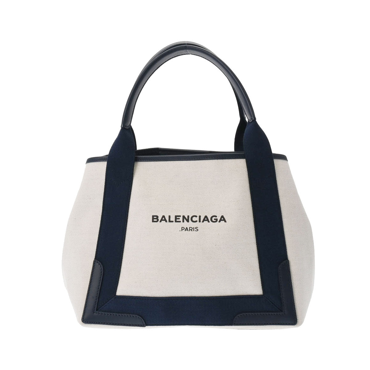 BALENCIAGA バレンシアガ ザ ネイビーカバス S ナチュラル/ネイビー 339933 レディース キャンバス レザー ハンドバッグ Aランク 中古 