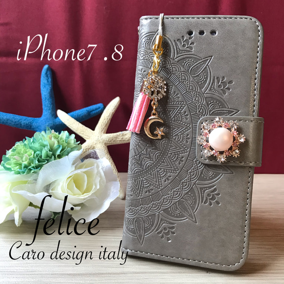 【caro】iphone11pro 手帳型 スマホケース オリジナル お洒落ボタン