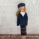 002 リカちゃん おばあちゃん　ママ　ハンドメイド  チェックスカート　カットソー　ジャケット