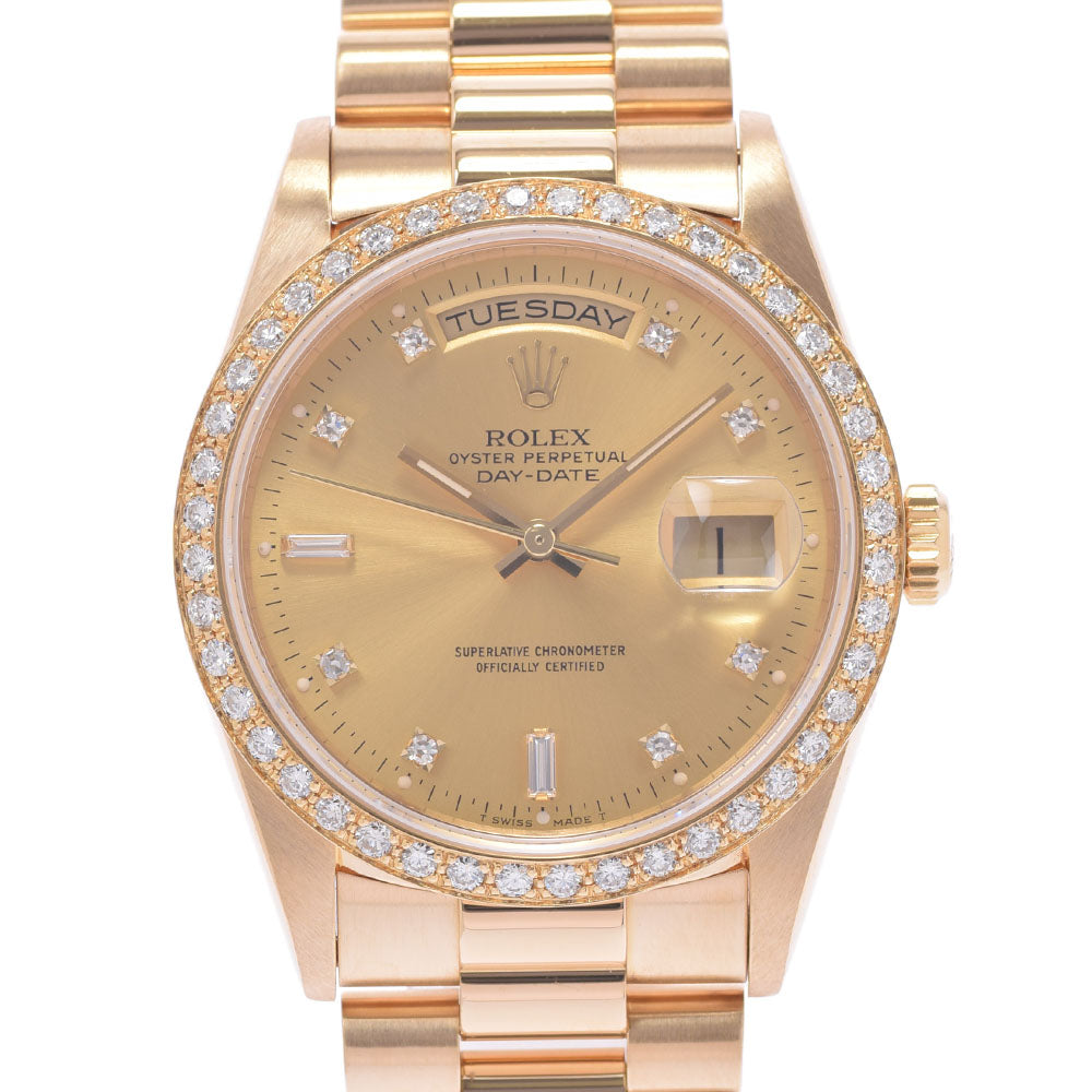 【コストコ お買い得】ROLEX ロレックス デイデイト 10Pダイヤ ベゼルダイヤ 18348A メンズ YG 腕時計 自動巻き シャンパン文字盤 Aランク 中古 _画像1