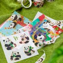 Panda  Flower 紙テープ 漫画のパンダ 竹 フラワーズ かわいい漫画膠帶 箔押し ステッカー  テープステッカーセット