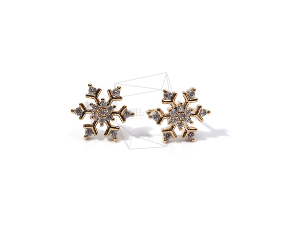 ERG-863-G【2個入り】スノーフレークピアス,Snowflake CZ Earring