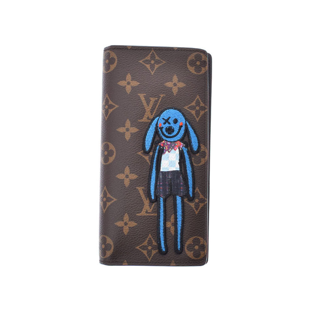 LOUIS VUITTON ルイヴィトン モノグラム ブラザ ヴァージル ウサギ柄 イニシャル入  ブラウン M80158 メンズ モノグラムキャンバス 長財布 新同 中古 