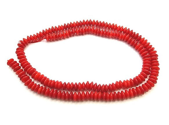 【在庫限り！】天然石 ビーズ 卸売　シーバンブー海竹珊瑚赤色（red coral)　ロンデルビーズ　liw-co-35b