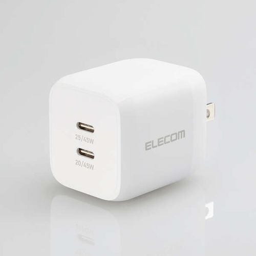 エレコム MPA-ACCP4245WH USB Power Delivery 45W キューブAC充電器(C×2) ホワイト MPAACCP4245WH