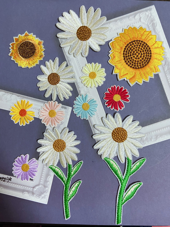 12枚入お花シリーズ刺繍アイロンワッペン