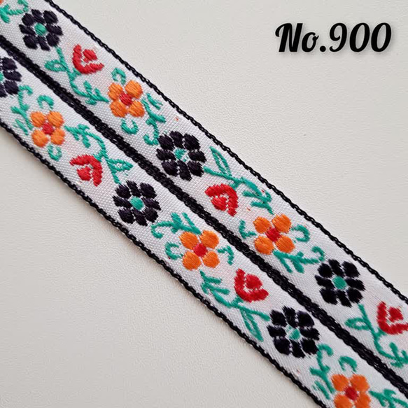 900　　チロリアンテープ　刺繍リボン　レトロ　花柄