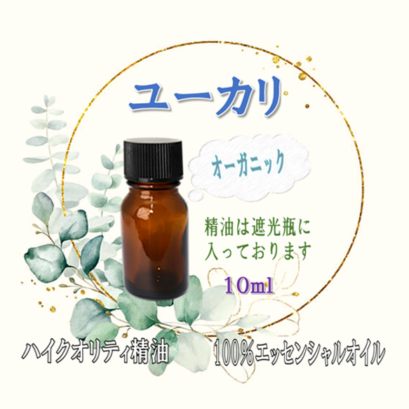 【セール】高品質精油・100％エッセンシャルオイル「ユーカリ」10ml　オーガニック　サロンに人気がある精油