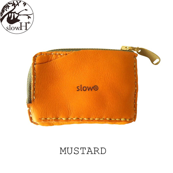 「slowH」コインケース『Trip』MUSTARD〈スロウエイチ、カードケース、名刺入れ、定期入れ、パスケース〉