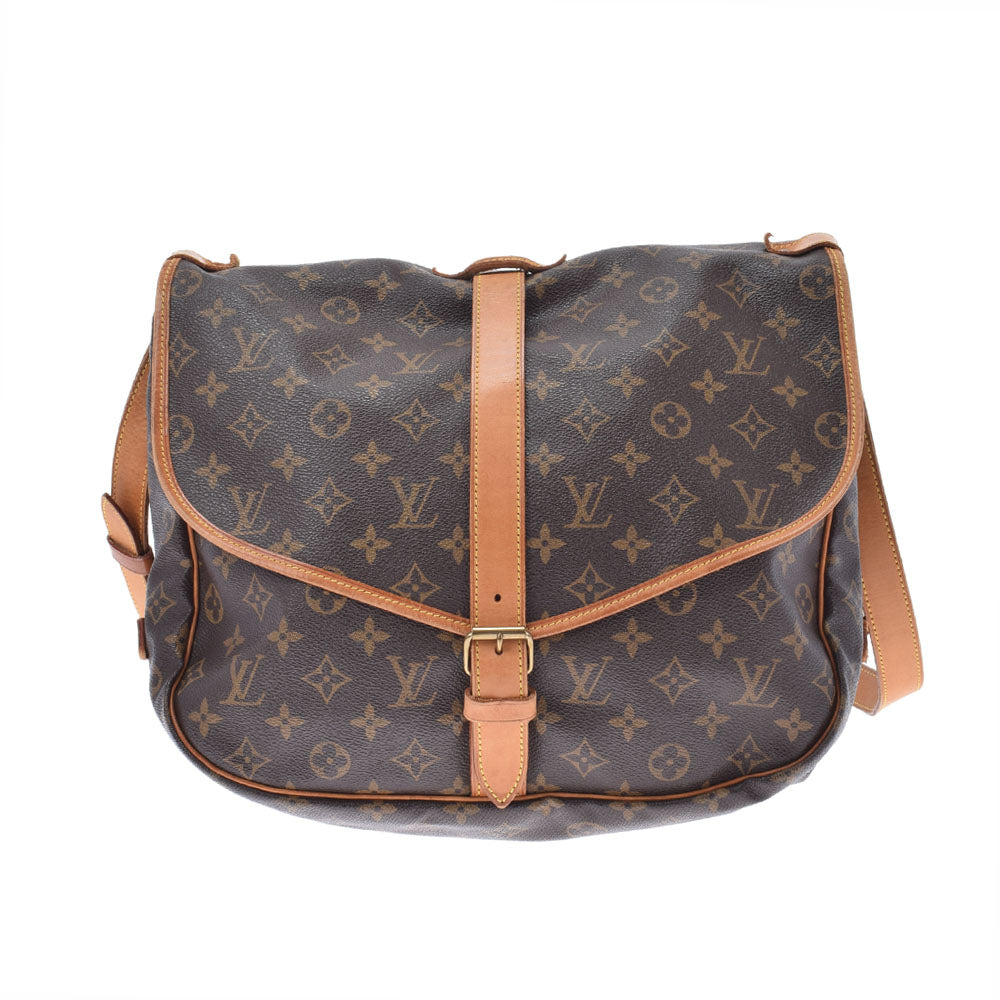 LOUIS VUITTON ルイヴィトン モノグラム ソミュール35 ブラウン M42254 ユニセックス モノグラムキャンバス ショルダーバッグ Bランク 中古 