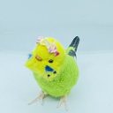 羊毛フェルト　手のひらサイズ　めちゃ可愛い花なセキセイインコ　鳥　黄緑　ゆこりん工房